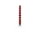 Rose gold Round Garnet Bezel Set Eternity Band_8