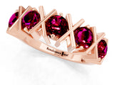 Rose gold Round Garnet Channel Set Band with X-Prong Detail_7