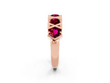 Rose gold Round Garnet Channel Set Band with X-Prong Detail_8