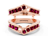 Rose gold Round Garnet Channel-Set Chevron Band_6