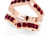 Rose gold Round Garnet Channel-Set Chevron Band_7