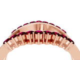 Rose gold Round Garnet Chevron Contour Band with Prong Setting_10