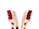 Rose gold Round Garnet Chevron Contour Band with Prong Setting_11