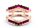 Rose gold Round Garnet Chevron Contour Band with Prong Setting_6