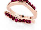 Rose gold Round Garnet Chevron Contour Band with Prong Setting_7