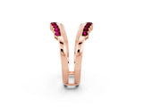 Rose gold Round Garnet Chevron Contour Band with Prong Setting_8