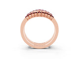 Rose gold Round Garnet Chevron Contour Band with Prong Setting_9