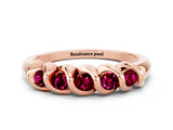 Rose gold Round Garnet Eternity Band with Twist Prong Setting_6