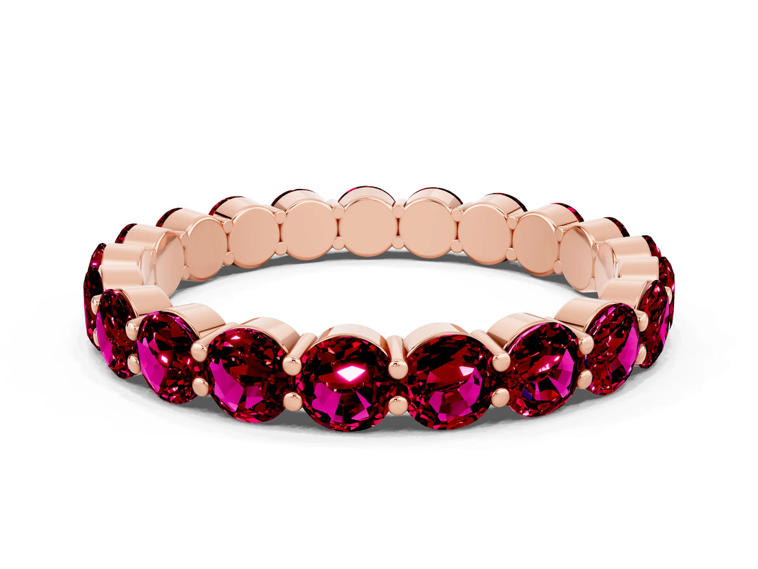 Rose gold Round Garnet Eternity Band with U-Prong Setting_30
