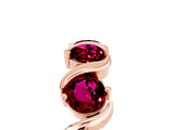 Rose gold Round Garnet Half Eternity Band with Wave Prong Setting_11