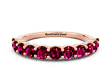 Rose gold Round Garnet Half-Eternity Prong-Set Band_6