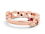 Rose gold Round Garnet Leaf Eternity Band with Bezel Setting_64