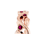 Rose gold Round Garnet Leaf Eternity Band with Bezel Setting_69