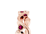 Rose gold Round Garnet Leaf Eternity Band with Bezel Setting_83