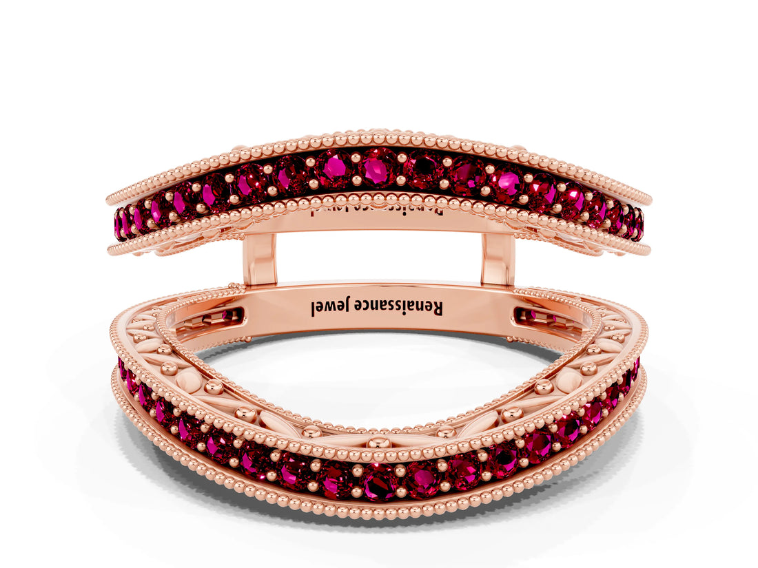 Rose gold Round Garnet Milgrain Eternity Band with Channel Setting_18