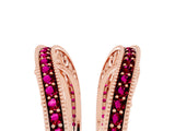 Rose gold Round Garnet Milgrain Eternity Band with Channel Setting_23