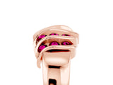 Rose gold Round Garnet Multi-Row Crossover Band_11