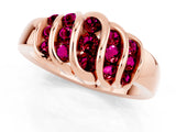 Rose gold Round Garnet Multi-Row Crossover Band_7