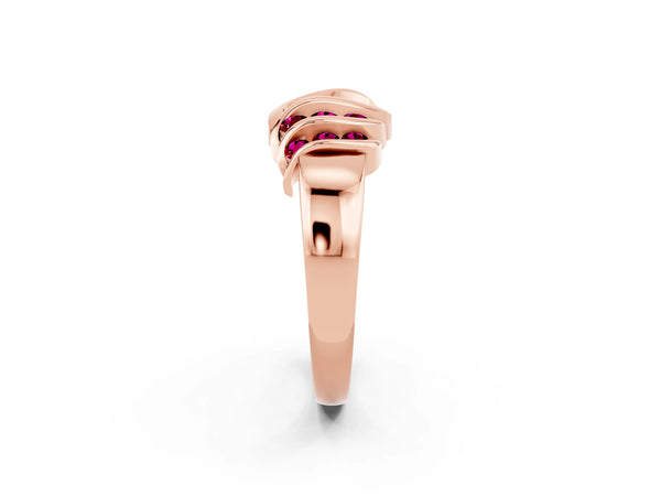 Rose gold Round Garnet Multi-Row Crossover Band