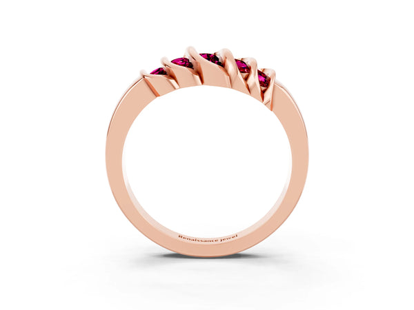 Rose gold Round Garnet Multi-Row Crossover Band