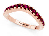 Rose gold Round Garnet Pavé Curved Band with Shared Prong Setting_7