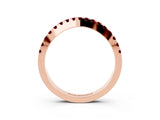 Rose gold Round Garnet Pavé Curved Band with Shared Prong Setting_9