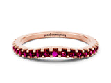 Rose gold Round Garnet Pavé Set Curved Wedding Band_6