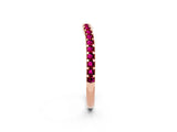 Rose gold Round Garnet Pavé Set Curved Wedding Band_8