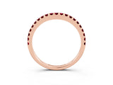 Rose gold Round Garnet Pavé Set Curved Wedding Band_9