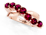 Rose gold Round Garnet Prong-Set Crossover Band_7