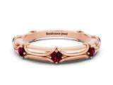 Rose gold Round Garnet Prong Set Milgrain Eternity Band_6