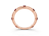 Rose gold Round Garnet Prong Set Milgrain Eternity Band_9