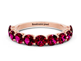 Rose gold Round Garnet Shared Prong Eternity Band_6