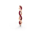 Rose gold Round Garnet Twist Eternity Band with Pavé Setting_8