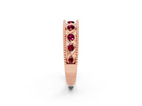 Rose gold Round Garnet Twist Milgrain Band with Bezel Setting_14