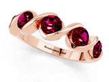 Rose gold Round Garnet Wave Band with Channel Setting and Shared Prongs_7