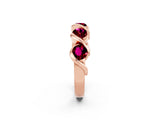 Rose gold Round Garnet Wave Band with Channel Setting and Shared Prongs_8