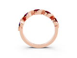 Rose gold Round Garnet Wave Band with Channel Setting and Shared Prongs_9