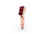 Rose gold Round Garnet Wave Band with Channel and Shared Prong Setting_20