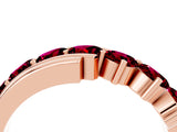 Rose gold Round Garnet Wave Band with Channel and Shared Prong Setting_22