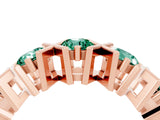 Rose gold Round Green Sapphire Channel Set Band with X-Prong Detail_10