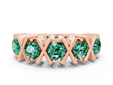 Rose gold Round Green Sapphire Channel Set Band with X-Prong Detail_6