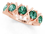 Rose gold Round Green Sapphire Channel Set Band with X-Prong Detail_7