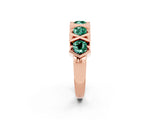 Rose gold Round Green Sapphire Channel Set Band with X-Prong Detail_8