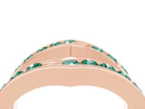 Rose gold Round Green Sapphire Channel-Set Chevron Band_10