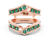 Rose gold Round Green Sapphire Channel-Set Chevron Band_6