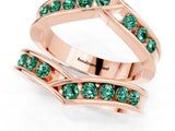 Rose gold Round Green Sapphire Channel-Set Chevron Band_7
