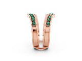 Rose gold Round Green Sapphire Channel-Set Chevron Band_8