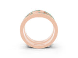 Rose gold Round Green Sapphire Channel-Set Chevron Band_9