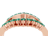 Rose gold Round Green Sapphire Chevron Contour Band with Prong Setting_10